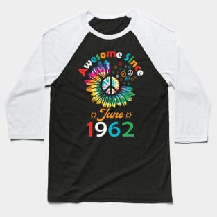 Funny Birthday Quote, Awesome Since June 1962, Retro Birthday Baseball T-Shirt